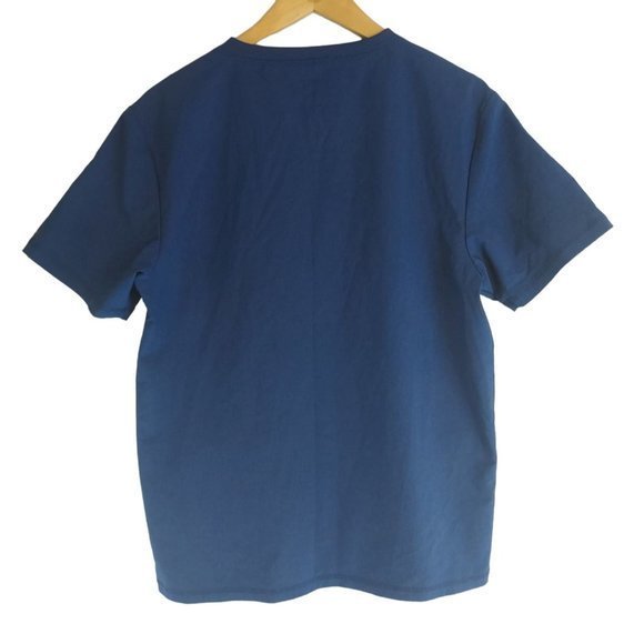 Jaanuu Womens Medium Blue Short Sleeve Pocket V-Neck Scrubs‎ - Picture 3 of 4